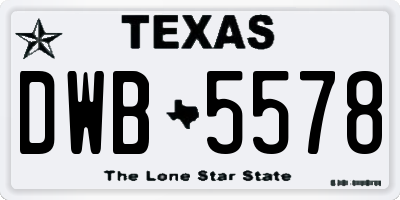 TX license plate DWB5578