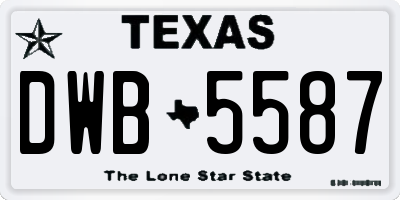 TX license plate DWB5587