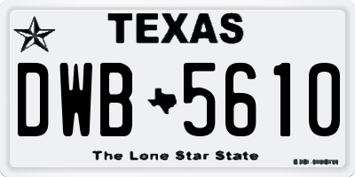 TX license plate DWB5610