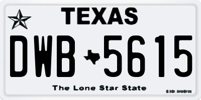 TX license plate DWB5615