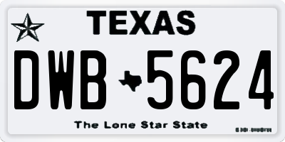TX license plate DWB5624