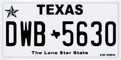 TX license plate DWB5630