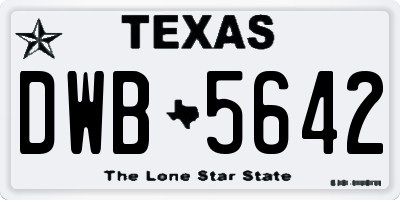 TX license plate DWB5642