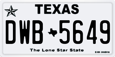 TX license plate DWB5649