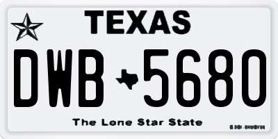 TX license plate DWB5680