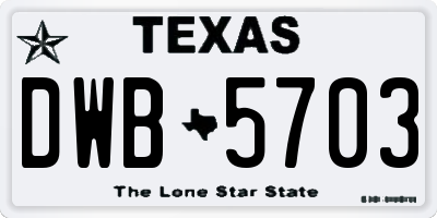 TX license plate DWB5703