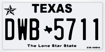 TX license plate DWB5711