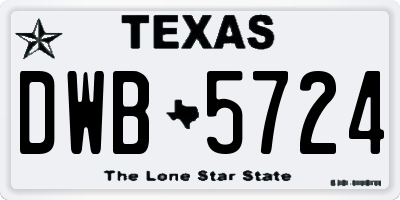 TX license plate DWB5724
