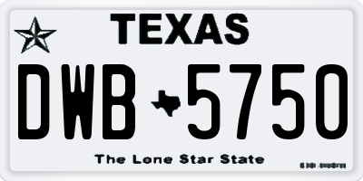 TX license plate DWB5750
