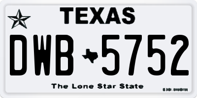 TX license plate DWB5752