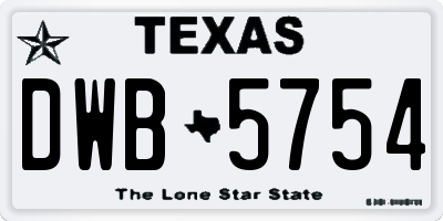 TX license plate DWB5754