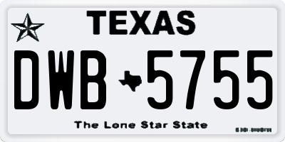 TX license plate DWB5755