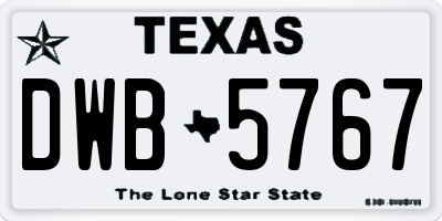 TX license plate DWB5767