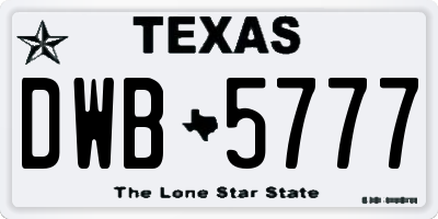 TX license plate DWB5777