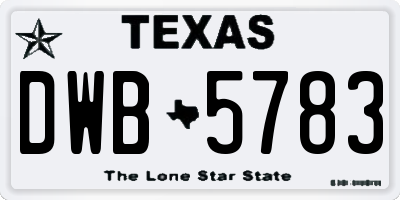 TX license plate DWB5783