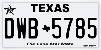 TX license plate DWB5785