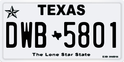 TX license plate DWB5801