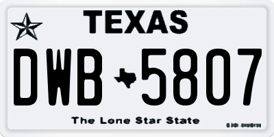 TX license plate DWB5807
