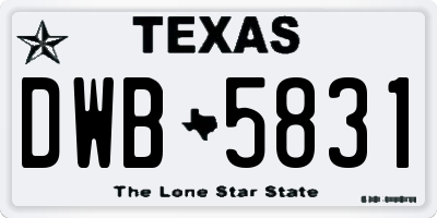 TX license plate DWB5831