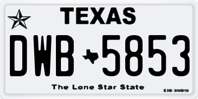 TX license plate DWB5853