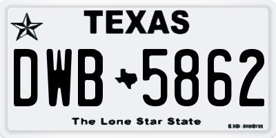 TX license plate DWB5862