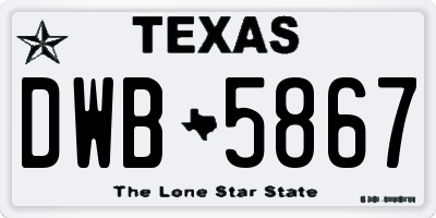 TX license plate DWB5867