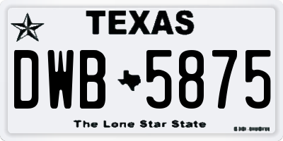 TX license plate DWB5875