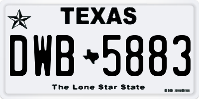 TX license plate DWB5883