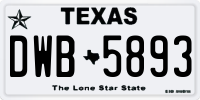 TX license plate DWB5893