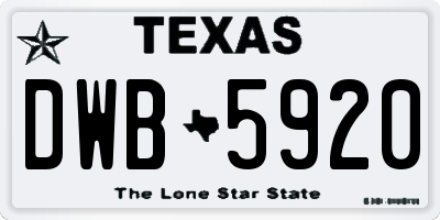 TX license plate DWB5920