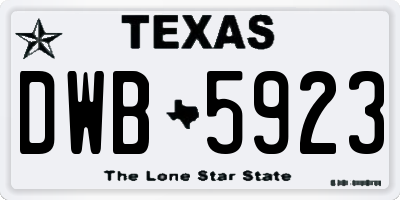 TX license plate DWB5923
