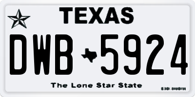 TX license plate DWB5924