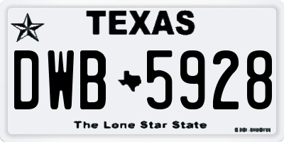 TX license plate DWB5928