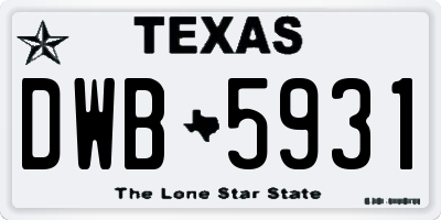 TX license plate DWB5931