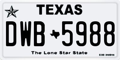 TX license plate DWB5988