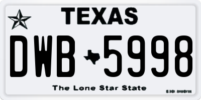TX license plate DWB5998