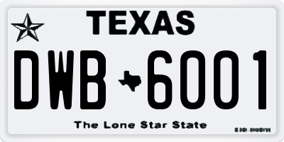 TX license plate DWB6001
