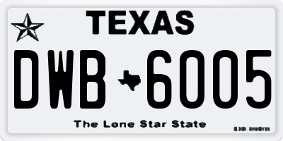TX license plate DWB6005