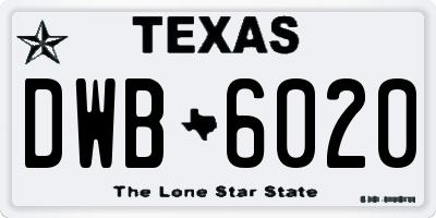 TX license plate DWB6020