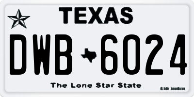 TX license plate DWB6024