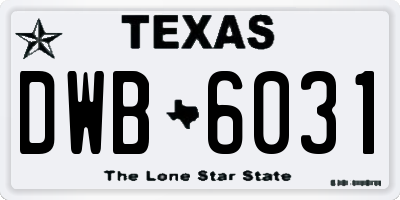 TX license plate DWB6031