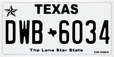 TX license plate DWB6034