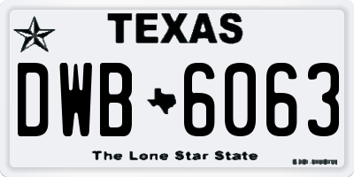 TX license plate DWB6063