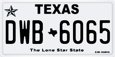 TX license plate DWB6065