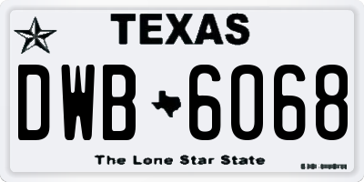 TX license plate DWB6068