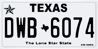 TX license plate DWB6074
