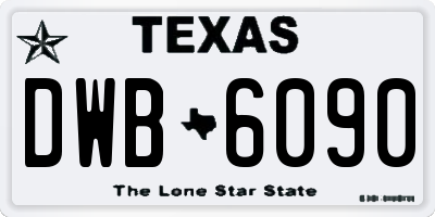 TX license plate DWB6090