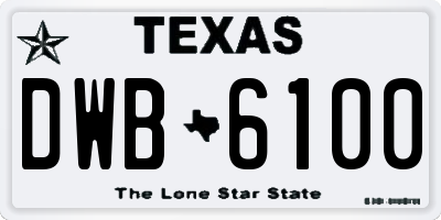 TX license plate DWB6100