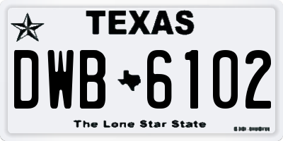 TX license plate DWB6102