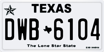 TX license plate DWB6104